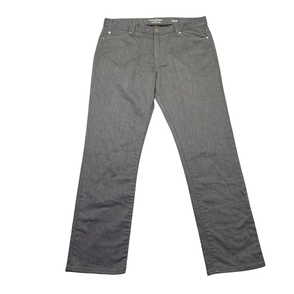 Banana Republic Travel Jean Mens 35x32 Slim Fit‎ Charcoal Gray Denim Pants